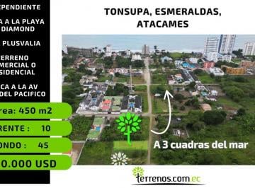 Terreno / Lote · 450m² · Terreno de 450 m² de Venta en Tonsupa