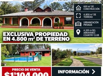Terreno / Lote , Quito · Puembo – Sector Arrayanes | Vendo Excelente Propiedad de 600 m² de Construcción en 4.800 m² de Terreno