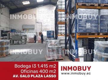 Bodega-Galpón , Quito · Rento Bodega I3 1.415 m² con 400 m² de Oficina – Av Galo Plaza Lasso