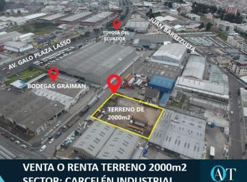 Terreno / Lote · 2000m² · Scc. Venta o Renta Terreno de 2000 m². Industrial Alto Impacto I3. Carcelén Industrial