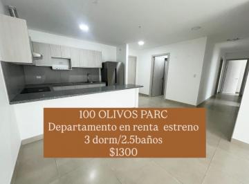 Departamento de 3 habitaciones, Guayaquil · 6636. 100 Olivos Parc - Ceibos, Alquilo Departamento Estreno 3 Dorm. $1300.