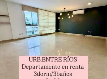 Departamento de 3 habitaciones, Guayaquil · 6656. Urb. Entre Ríos - Samborondon Km1, Alquilo Departamento 3 Dorm $1.100.