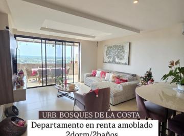 Departamento de 2 habitaciones, Guayaquil · 6749.urb. Bosques de La Costa - Via a La Costa Km10, Alquilo Departamento Amoblado 2 Dorm $1100