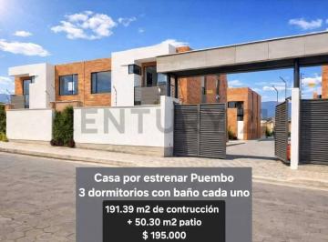 Casa · 191m² · 3 Habitaciones · 2 Estacionamientos · Casa por Estrenar Puembo 191 m² de Casa Más 50.30 m² de Jardin, en Conjunto