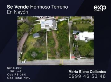 Terreno / Lote · 1581m² · Terreno en Nayón, de Oportunidad! 1581 m² $316.000