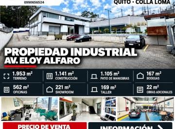 Bodega-Galpón , Quito · Propiedad Industrial con Showroom y Oficinas | Av Eloy Alfaro | 1.953 m² Terreno
