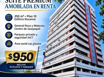 Suite de 2 habitaciones, Guayaquil · Departamento Amoblado con Vista Al Río Guayas | Balcón, Parqueo y Rooftop | Edificio Rocamar