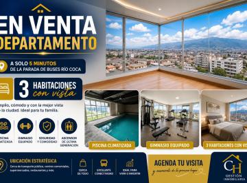Departamento de 3 habitaciones, Quito · Vendo a 5 Minutos de La Estación Río Coca, Departamento 3 Habitaciones con Piscina