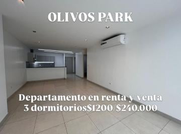 Departamento de 3 habitaciones, Guayaquil · 7291.urb. Olivos Park - Ceibos, Alquilo o Vendo Departamento 3 Dorm. $1200/$240.000.