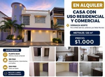 Casa de 3 habitaciones, Guayaquil · 7337. Vernarza Norte, Alquilo Casa Comercial 3 Dorm. $1000