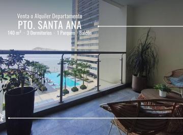 Departamento de 3 habitaciones, Guayaquil · ️ Puerto Santa Ana | Departamento Full Amoblado | 140 m² | Venta $325.000 | Alquiler $1.960