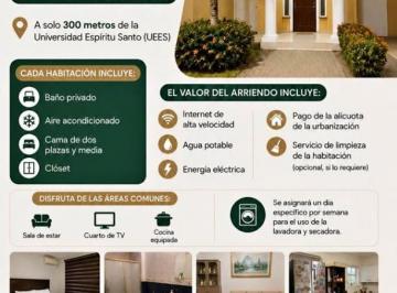 Departamento de 1 habitación, Guayaquil · Habitación Amoblada con Baño Privado en Urbanización Segura