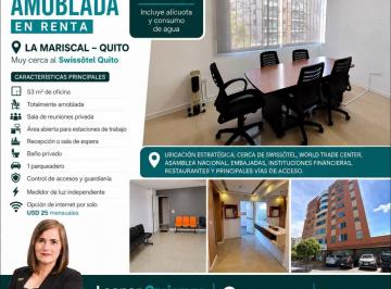 Oficina comercial , Quito · Oficina Amoblada en Renta en La Mariscal | 53 m² | Parqueadero | Lista Para Operar