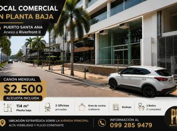 Local comercial , Guayaquil · Local Comercial en Planta Baja, en Alquiler, 114 m², Puerto Santa Ana