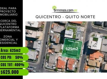 Terreno / Lote · 625m² · Terreno de 625 m² de Venta en La Zona del Quicentro Norte de Quito
