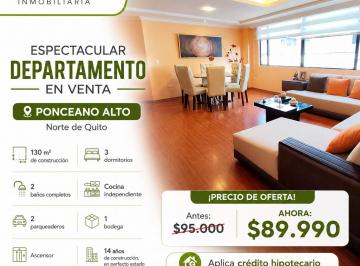 Departamento de 3 habitaciones, Quito · Ponceano Departamento en Venta