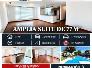 Suite de 1 habitación, Quito · Cumbayá – Arriendo Amplia Suite de 77 m² en Conjunto con Piscina y Seguridad 24/7