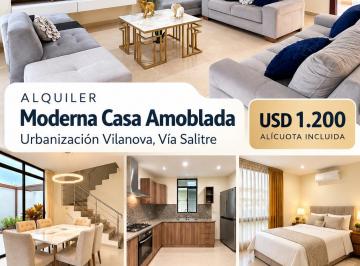 Casa de 3 habitaciones, Daule · Alquiler Moderna Casa Amoblada, Urbanización Vilanova, Via Salitre