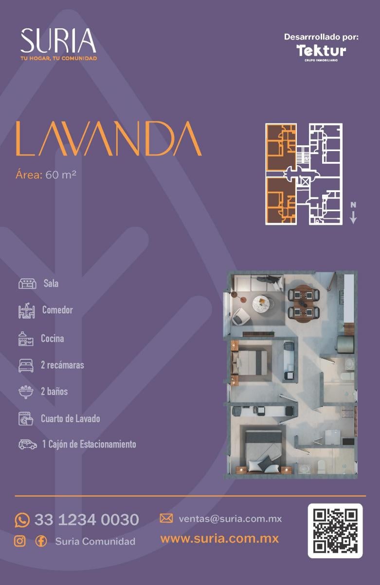 Lavanda de 2 Recámaras