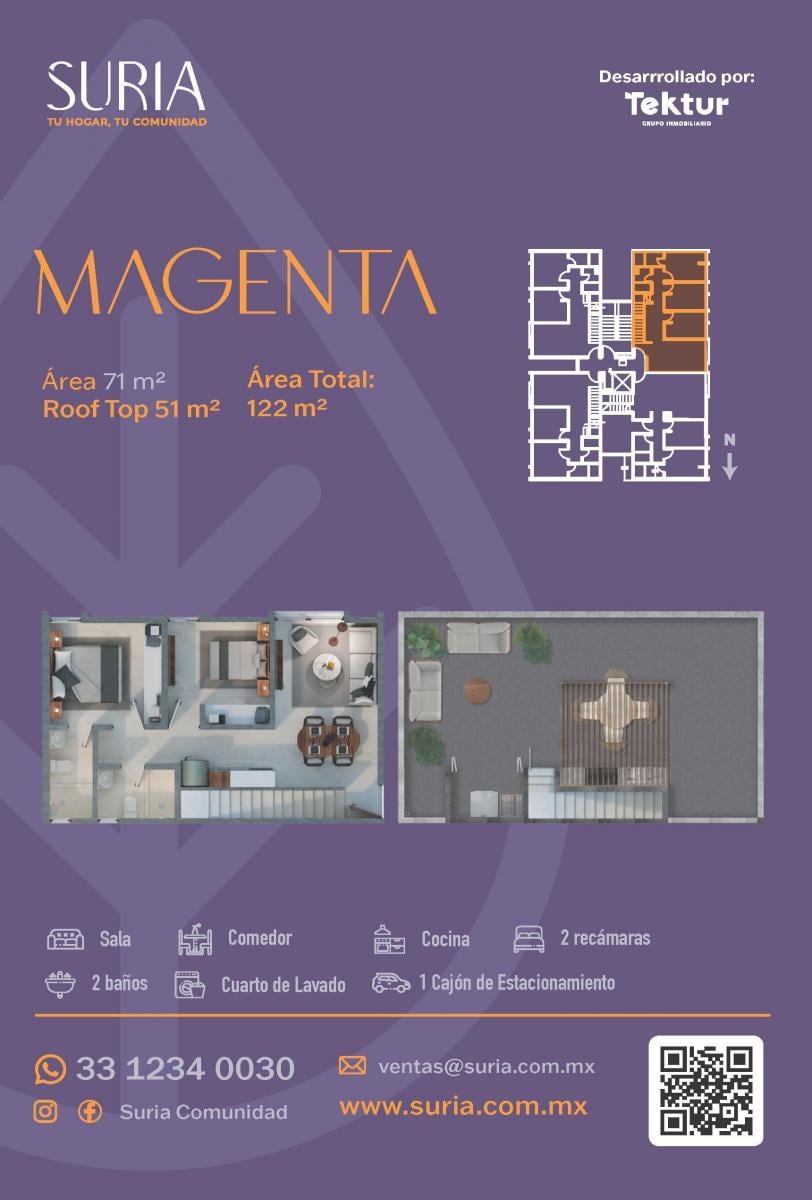 Magenta 2 Recámaras con Roof Top Equipado